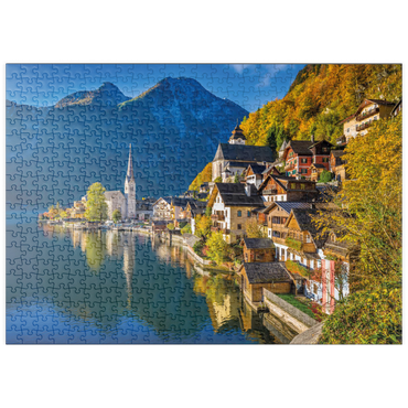 puzzleplate Hallstatt in Österreich, Hallstätter See - Unesco Weltkulturerbe 500 Puzzle