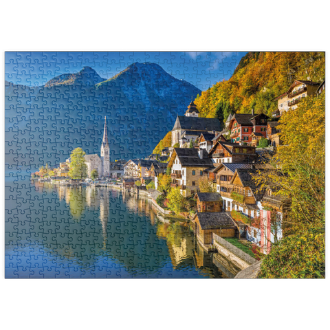 puzzleplate Hallstatt in Österreich, Hallstätter See - Unesco Weltkulturerbe 500 Puzzle
