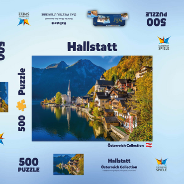 Hallstatt in Österreich, Hallstätter See - Unesco Weltkulturerbe 500 Puzzle Schachtel 3D Modell