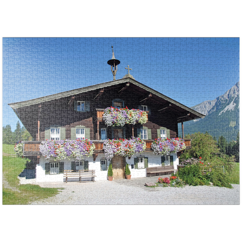 puzzleplate Bergdoktor-Praxis in Ellmau in Tirol, Wilder Kaiser, Österreich 1000 Puzzle