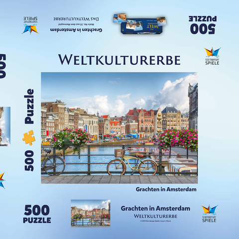 Grachten in Amsterdam - Unesco Weltkulturerbe 500 Puzzle Schachtel 3D Modell