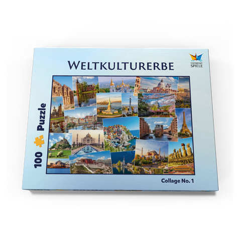 Weltkulturerbe Collage  100 Puzzle Schachtel Ansicht3