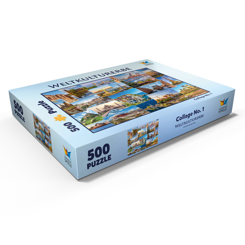 Weltkulturerbe Collage  500 Puzzle Schachtel Ansicht1