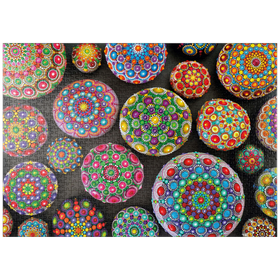 Darstellung des Puzzle-Motivs Bunte Mandala-Steine - Rock Painting – Puzzleteile: 1000