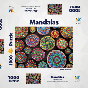 Bunte Mandala-Steine - Rock Painting 1000 Puzzle Schachtel 3D Modell