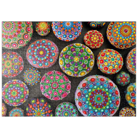 Darstellung des Puzzle-Motivs Bunte Mandala-Steine - Rock Painting – Puzzleteile: 500