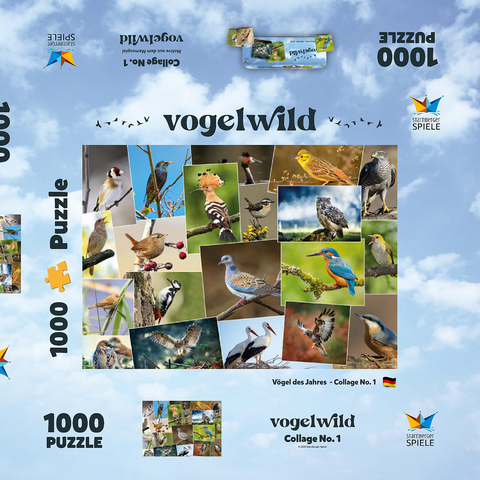 Vögel des Jahres - Collage Nr.1 - Deutschland 1000 Puzzle Schachtel 3D Modell