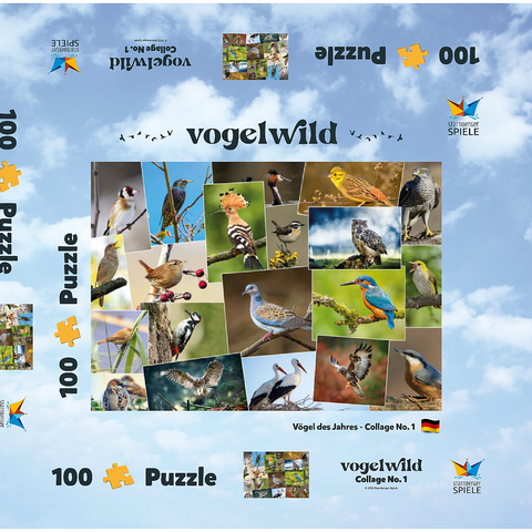 Vögel des Jahres - Collage Nr.1 - Deutschland 100 Puzzle Schachtel 3D Modell