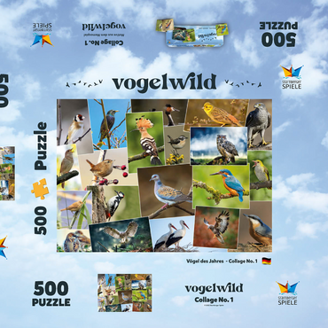 Vögel des Jahres - Collage Nr.1 - Deutschland 500 Puzzle Schachtel 3D Modell