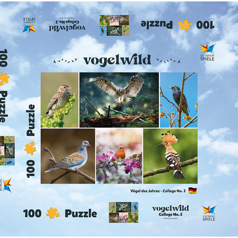 Vögel des Jahres - Collage Nr.2 - Deutschalnd 100 Puzzle Schachtel 3D Modell