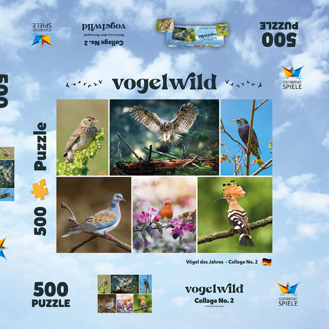 Vögel des Jahres - Collage Nr.2 - Deutschalnd 500 Puzzle Schachtel 3D Modell