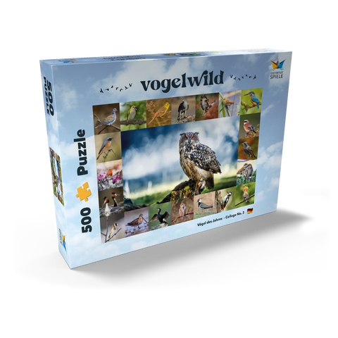 Vögel des Jahres - Collage Nr.3 - Hauptmotiv: Uhu 500 Puzzle Schachtel Ansicht2