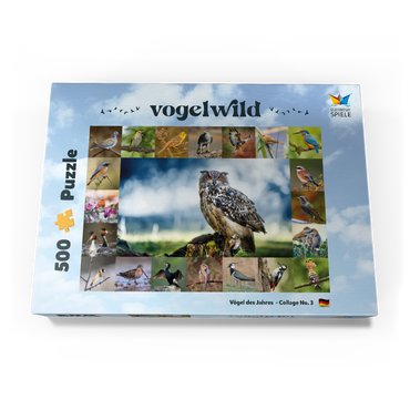 Vögel des Jahres - Collage Nr.3 - Hauptmotiv: Uhu 500 Puzzle Schachtel Ansicht3