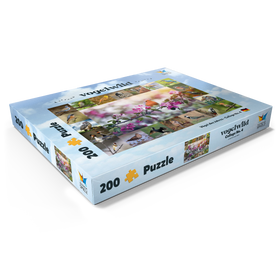 Darstellung des Puzzle Motivs Vögel des Jahres - Collage Nr.4 - Hauptmotiv: Rotkehlchen - Puzzleteile: 200