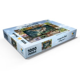 Alternative Darstellung des Puzzle-Motivs Vögel des Jahres - Collage Nr.5 - Hauptmotiv: Waldkauz – Puzzleteile: 1000