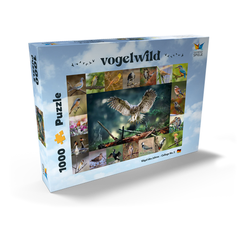 Vögel des Jahres - Collage Nr.5 - Hauptmotiv: Waldkauz 1000 Puzzle Schachtel Ansicht2