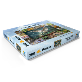 Alternative Darstellung des Puzzle-Motivs Vögel des Jahres - Collage Nr.5 - Hauptmotiv: Waldkauz – Puzzleteile: 200