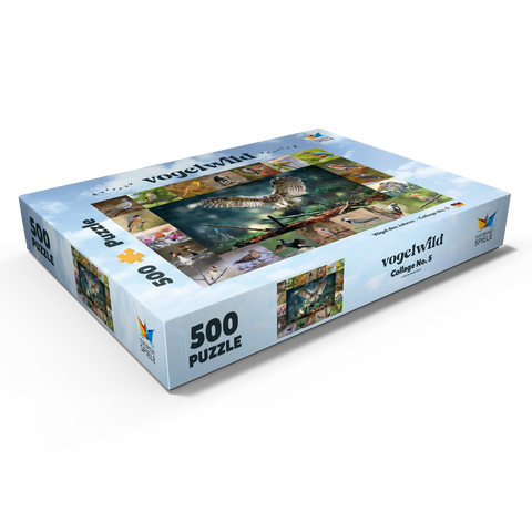 Vögel des Jahres - Collage Nr.5 - Hauptmotiv: Waldkauz 500 Puzzle Schachtel Ansicht1
