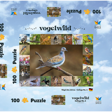 Vögel des Jahres - Collage Nr.6 - Hauptmotiv: Turteltaube 100 Puzzle Schachtel 3D Modell