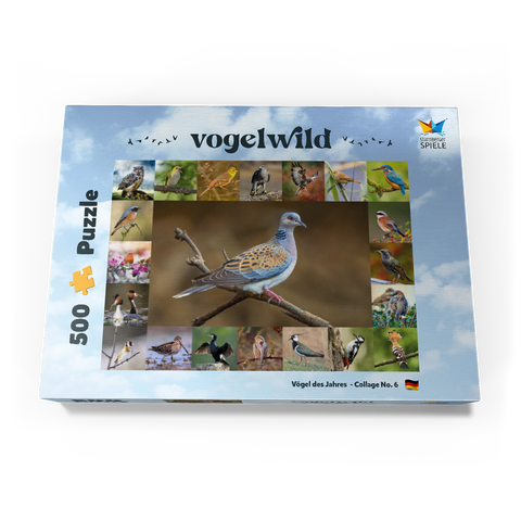Vögel des Jahres - Collage Nr.6 - Hauptmotiv: Turteltaube 500 Puzzle Schachtel Ansicht3