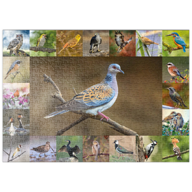 Darstellung des Puzzle-Motivs Vögel des Jahres - Collage Nr.6 - Hauptmotiv: Turteltaube – Puzzleteile: 500
