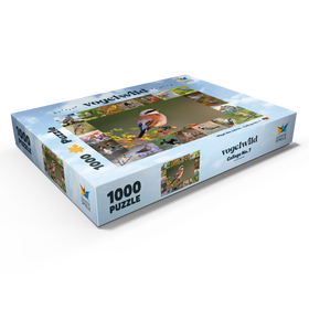 Alternative Darstellung des Puzzle-Motivs Vögel des Jahres - Collage Nr.7 - Hauptmotiv: Neuntöter – Puzzleteile: 1000