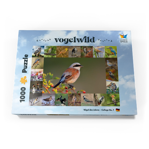 Vögel des Jahres - Collage Nr.7 - Hauptmotiv: Neuntöter 1000 Puzzle Schachtel Ansicht3