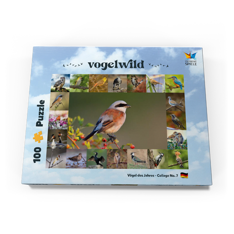 Vögel des Jahres - Collage Nr.7 - Hauptmotiv: Neuntöter 100 Puzzle Schachtel Ansicht3