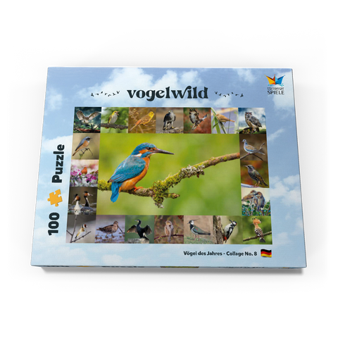 Vögel des Jahres - Collage Nr.8 Hauptmotiv: Eisvogel 100 Puzzle Schachtel Ansicht3