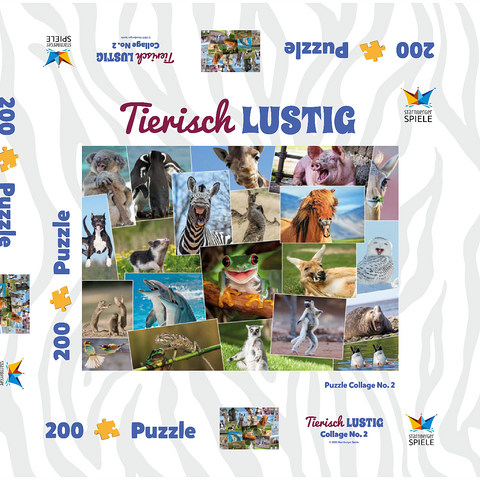 Lustige Tiere - Collage No. 2  200 Puzzle Schachtel 3D Modell