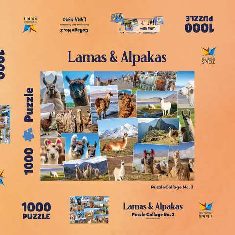 Lamas und Alpakas - Collage No. 2 1000 Puzzle Schachtel 3D Modell