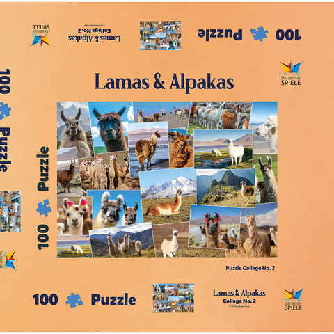 Lamas und Alpakas - Collage No. 2 100 Puzzle Schachtel 3D Modell