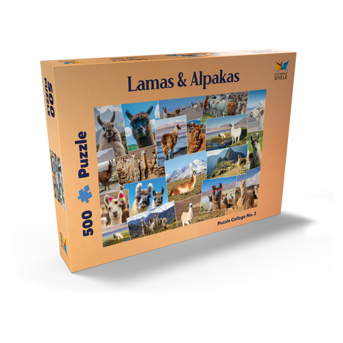 Lamas und Alpakas - Collage No. 2 500 Puzzle Schachtel Ansicht2