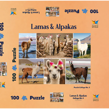 Lamas und Alpakas - Collage No. 3 100 Puzzle Schachtel 3D Modell