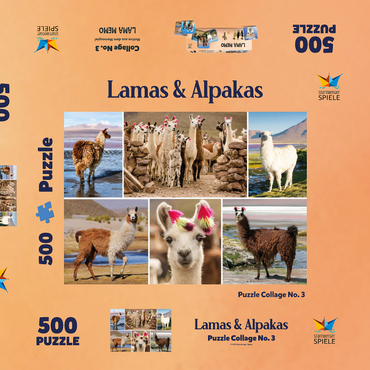 Lamas und Alpakas - Collage No. 3 500 Puzzle Schachtel 3D Modell