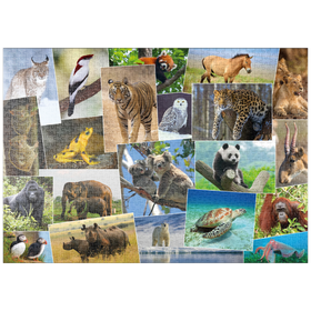 Darstellung des Puzzle-Motivs Bedrohte Tierarten - Collage No. 1 – Puzzleteile: 1000