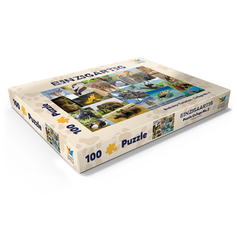 Bedrohte Tierarten - Collage No. 1 100 Puzzle Schachtel Ansicht1