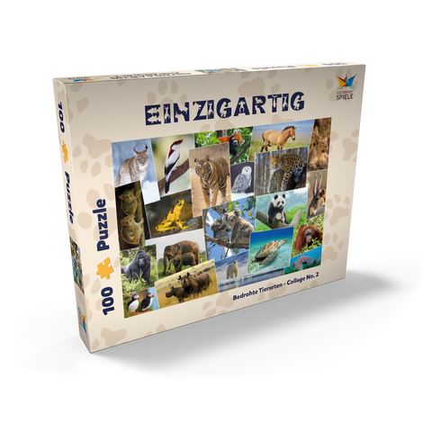 Bedrohte Tierarten - Collage No. 1 100 Puzzle Schachtel Ansicht2