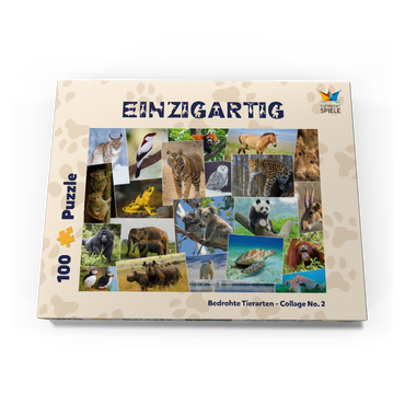 Bedrohte Tierarten - Collage No. 1 100 Puzzle Schachtel Ansicht3