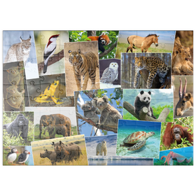 Darstellung des Puzzle Motivs Bedrohte Tierarten - Collage No. 1 - Puzzleteile: 100