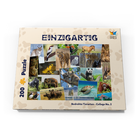 Bedrohte Tierarten - Collage No. 1 200 Puzzle Schachtel Ansicht3