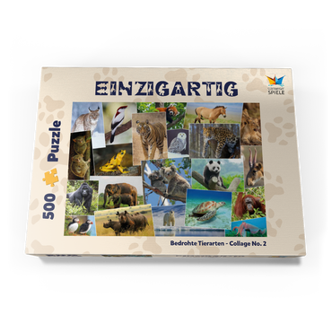 Bedrohte Tierarten - Collage No. 1 500 Puzzle Schachtel Ansicht3