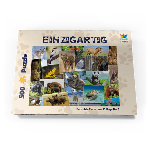 Bedrohte Tierarten - Collage No. 1 500 Puzzle Schachtel Ansicht3