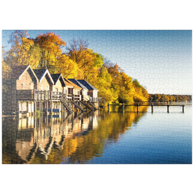 Darstellung des Puzzle-Motivs Ammersee - Bootshäuser in Stegen - Bayern – Puzzleteile: 1000