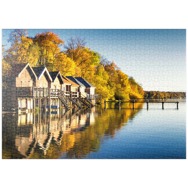 puzzleplate Ammersee - Bootshäuser in Stegen - Bayern 1000 Puzzle