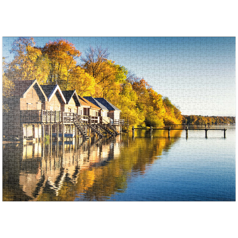 puzzleplate Ammersee - Bootshäuser in Stegen - Bayern 1000 Puzzle