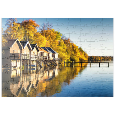 puzzleplate Ammersee - Bootshäuser in Stegen - Bayern 100 Puzzle