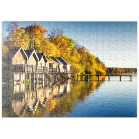 Darstellung des Puzzle-Motivs Ammersee - Bootshäuser in Stegen - Bayern – Puzzleteile: 200