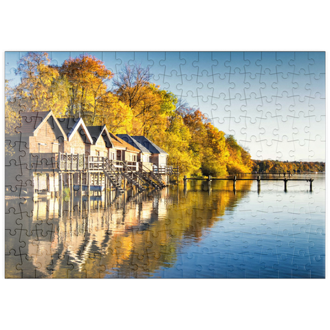 puzzleplate Ammersee - Bootshäuser in Stegen - Bayern 200 Puzzle