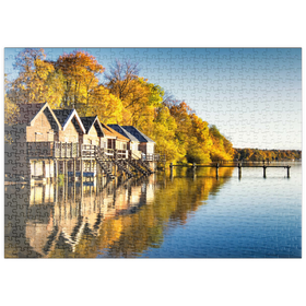 Darstellung des Puzzle-Motivs Ammersee - Bootshäuser in Stegen - Bayern – Puzzleteile: 500